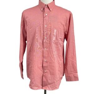 Roundtree & Yorke Mens Dress Shirt L Red TravelSmart Easy Care Business Casual